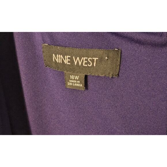 Nine West Blue-Violet Curvy Cocktail Party Dress 16 1X Stretch Knit V Neckline - Picture 3 of 3